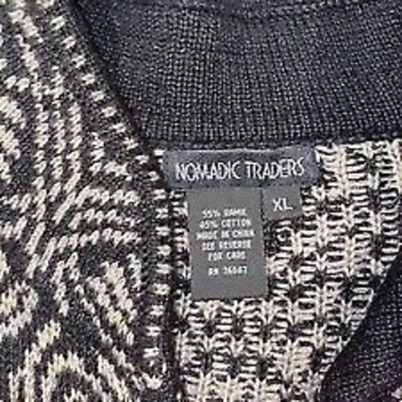 Nomadic Traders Women’s Size XL Chunky Knit Leaf Cardigan Sweater Full Zip Black - Picture 3 of 8